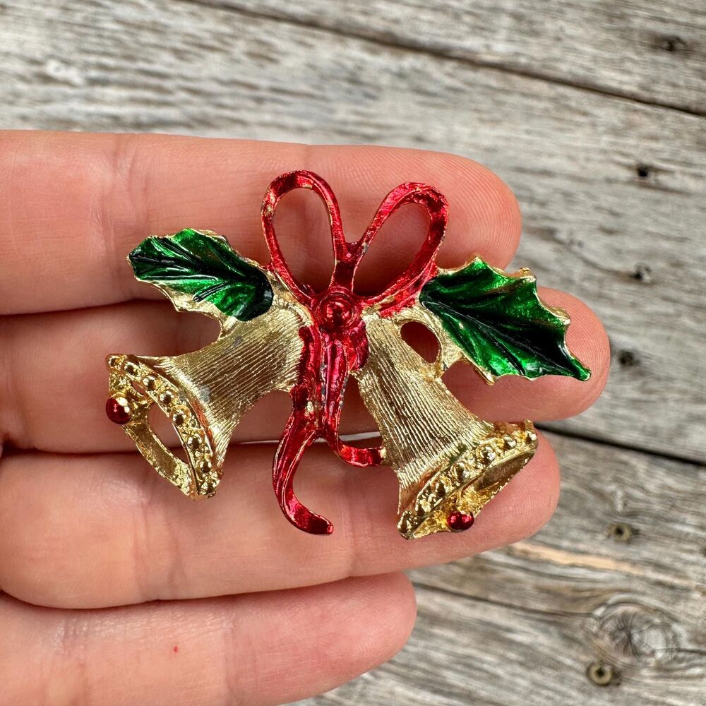 Vintage Jewelry Christmas Bells Brooch Christmas Pin Christmas Jewelry